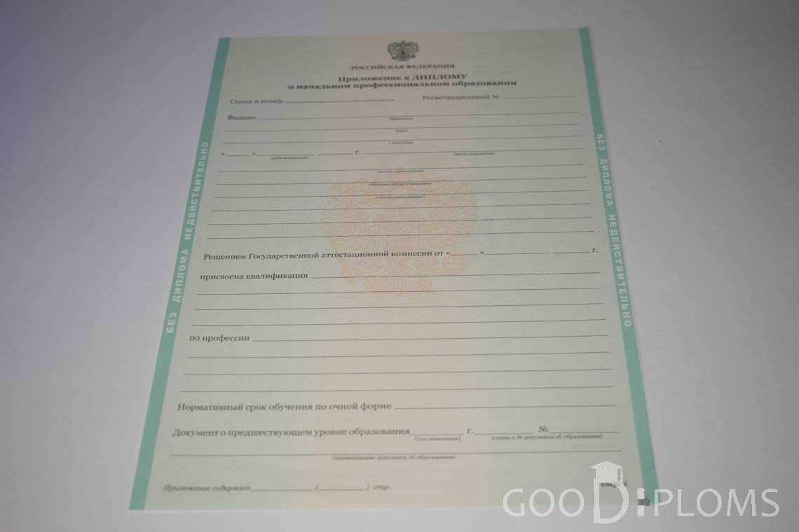 Приложение к Диплому Училища период выдачи 2011-2020  -  Днепропетровск